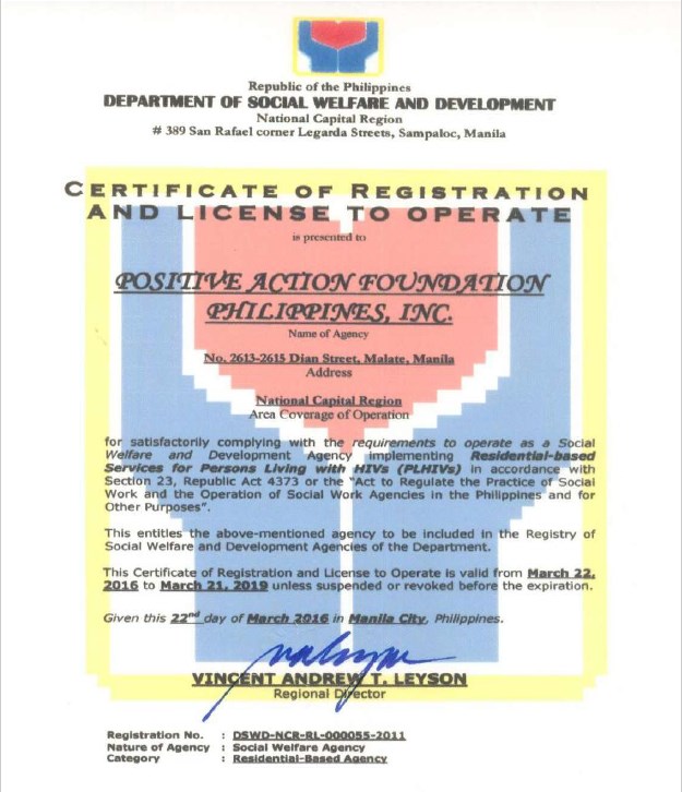 DSWD Certificate of Registration